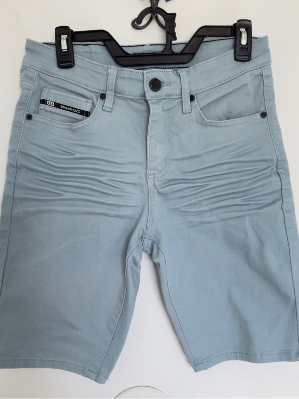 Benjamin Black Men’s Denim Shorts Size 30 Light Blue Stretch Slim Fit Inseam 10”